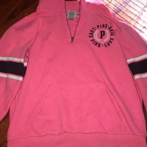 pink quarter zip with logo